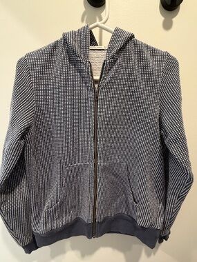 Marine Layer Navy and White Knit Zip Hoodie